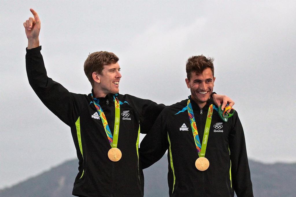 Peter Burling and Blair Tuke  at the 49er Olympic Medal presentation - 2016 Sailing Olympics - photo © Richard Gladwell www.photosport.co.nz